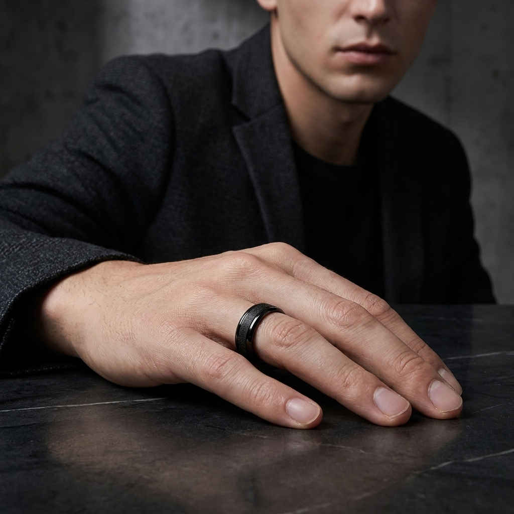 Sandblasted Tungsten Ring