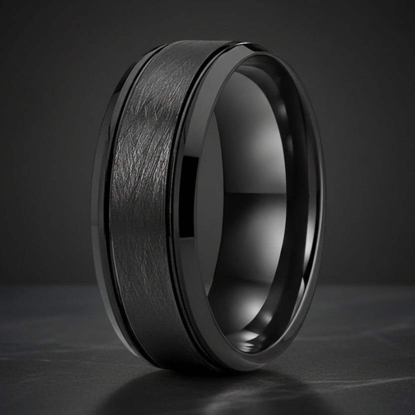 Satin Black Tungsten Wedding Band