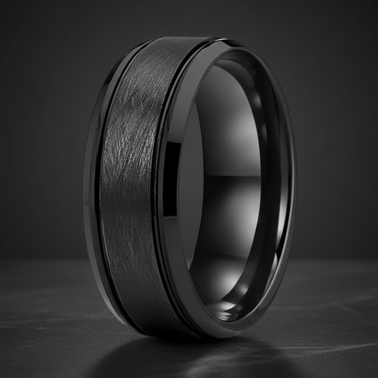 Satin Black Tungsten Wedding Band