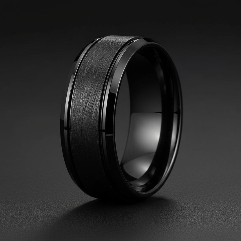 Satin Black Tungsten Wedding Band