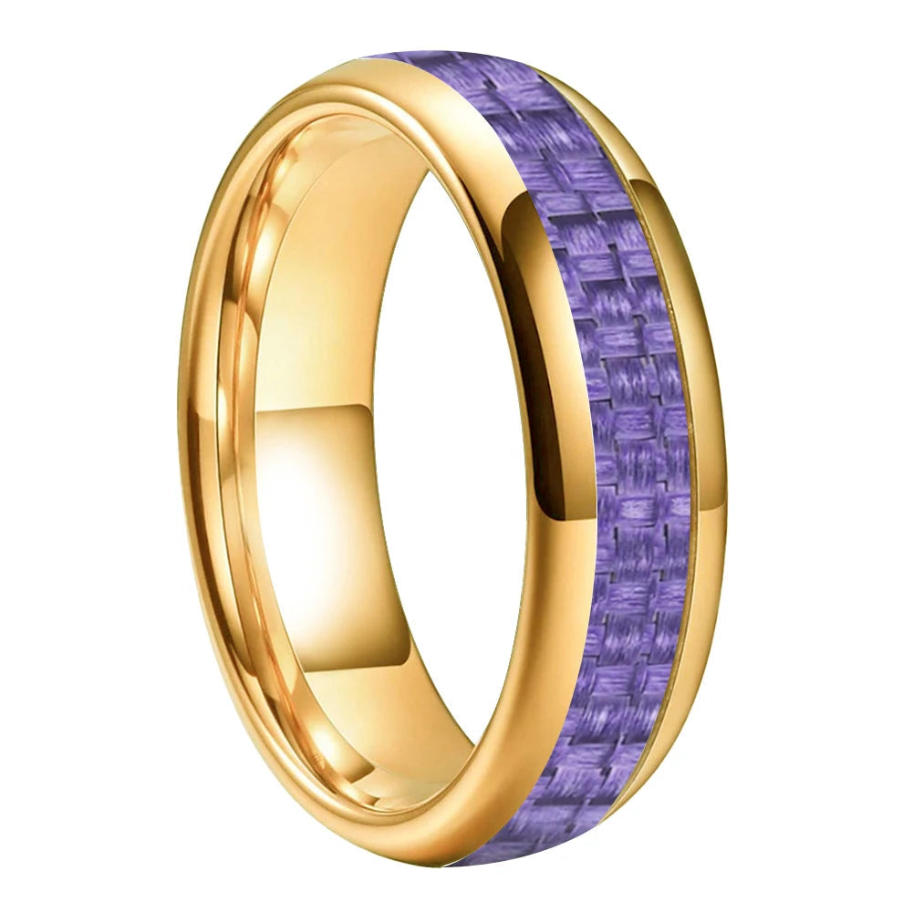 Purple Carbon Fiber Tungsten Ring 