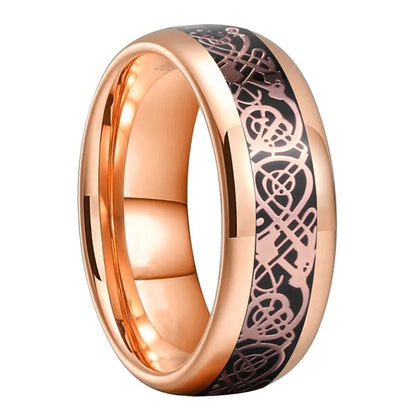 Command attention with the Rose Gold Dragon & Carbon Fiber Tungsten Ring – a powerful blend of elegance, strength, and mythical design. Perfect for bold men. Shop now!"