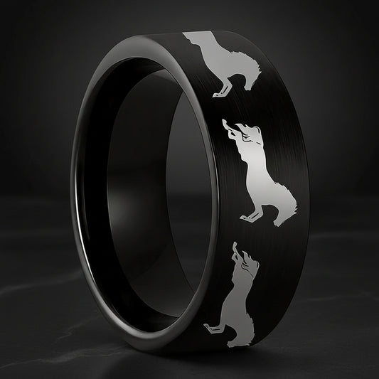Black Tungsten Horse Ring
