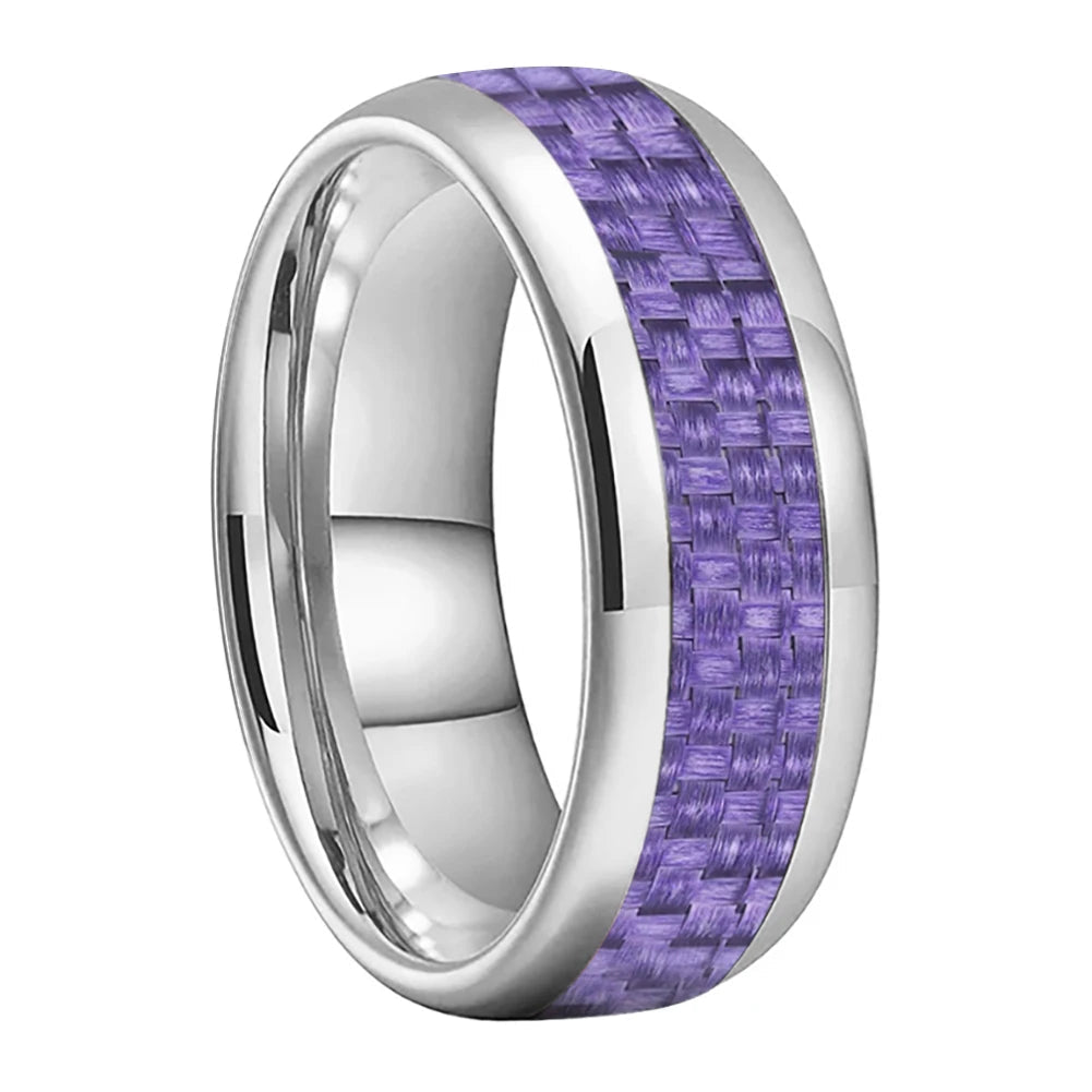 Purple Carbon Fiber Tungsten Ring 
