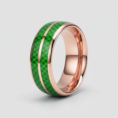 Green Carbon Fiber Double-Groove Tungsten Ring
