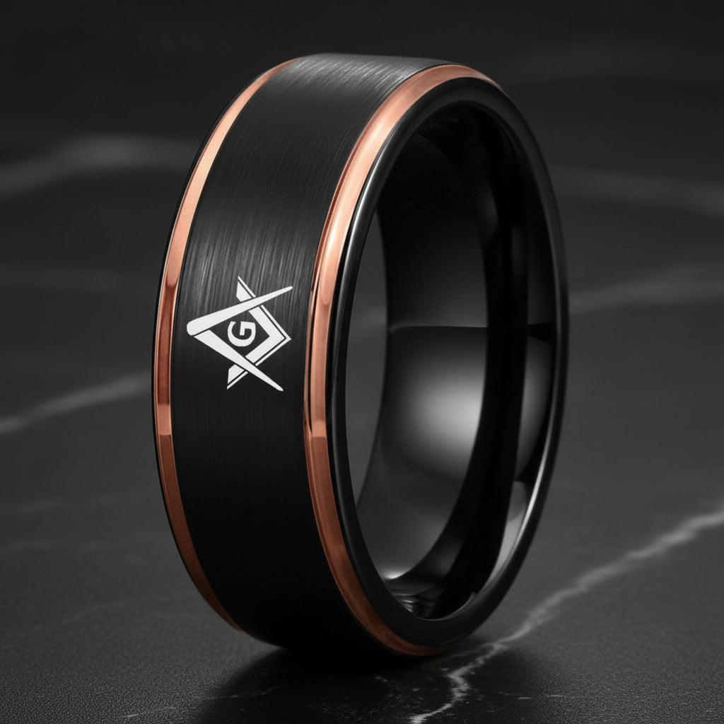 Black Tungsten Masonic Ring