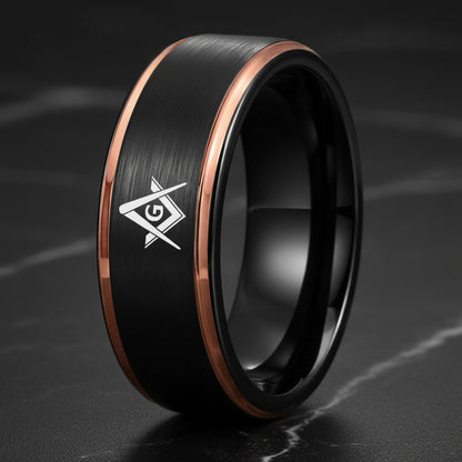 Black Tungsten Masonic Ring