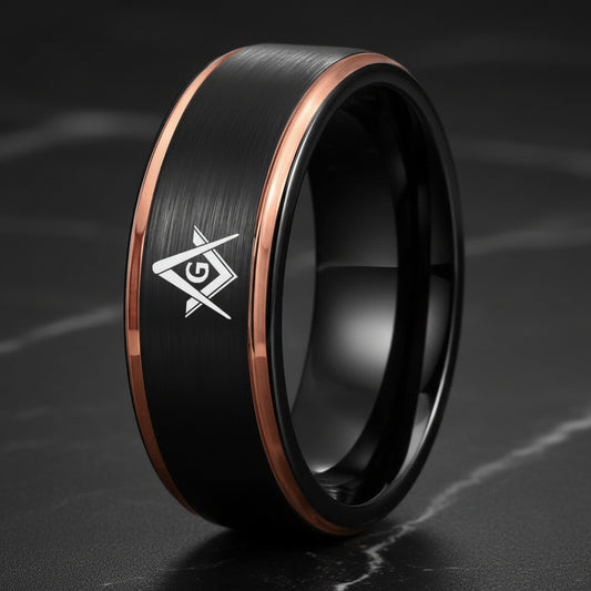 Black Tungsten Masonic Ring