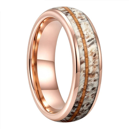 The Trailhead — Tungsten Ring with Deer Antler and Koa Wood Inlay