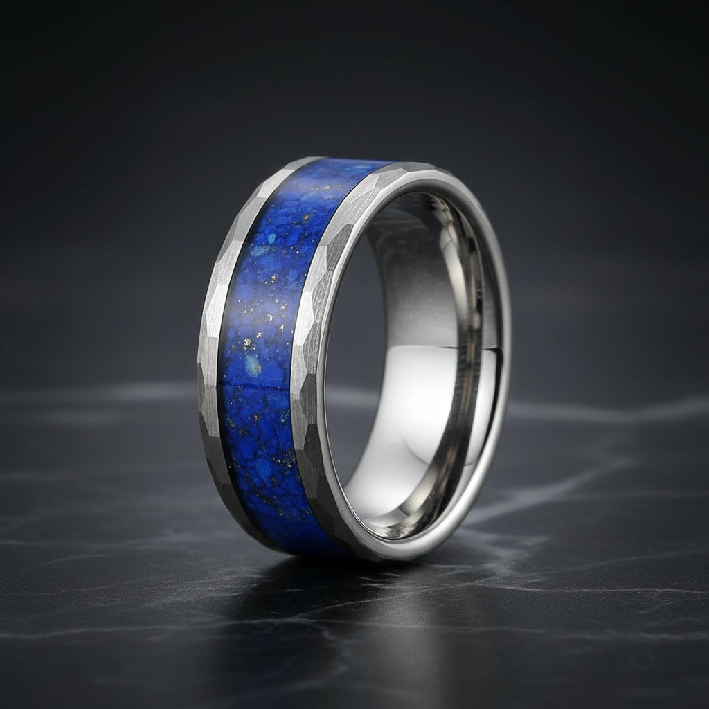 The Sovereign Oath-hammered tungsten band