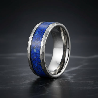 The Sovereign Oath-hammered tungsten band