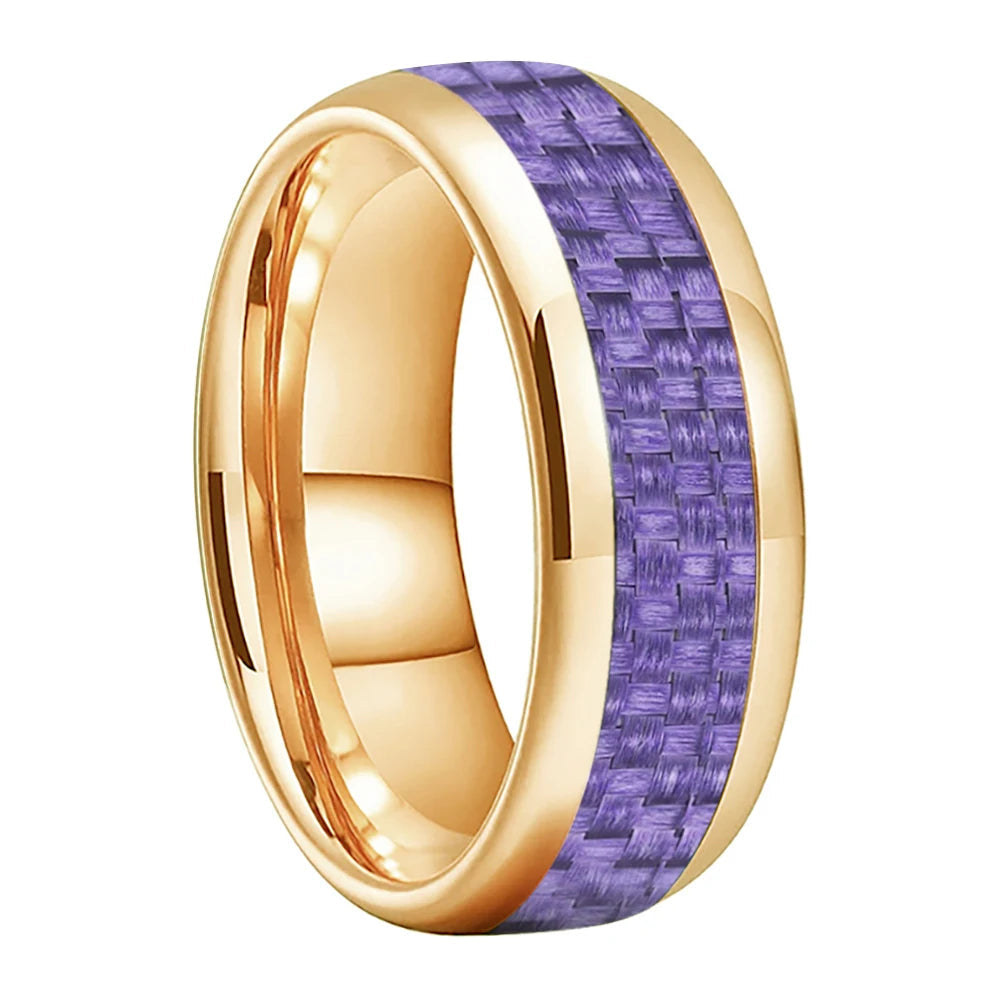 Purple Carbon Fiber Tungsten Ring 