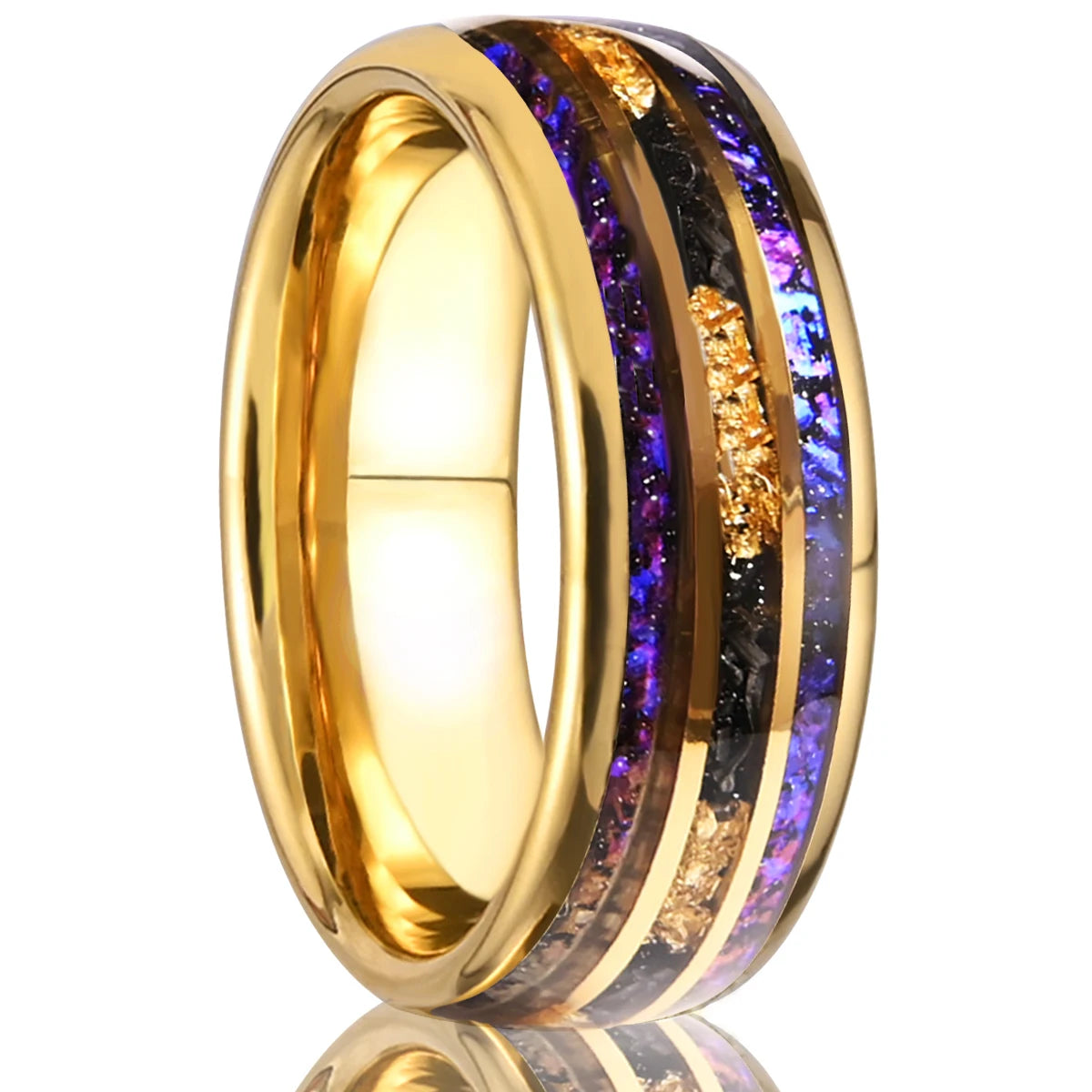 Starry Sandstone Tungsten Ring with Gold Finish (8mm)