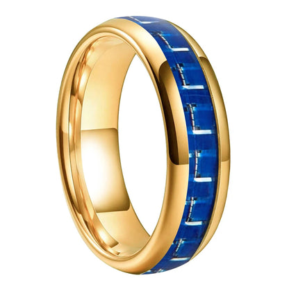 Blue Carbon Fiber Inlay Tungsten Ring 