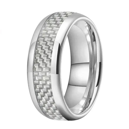 White Carbon Fiber Tungsten Ring