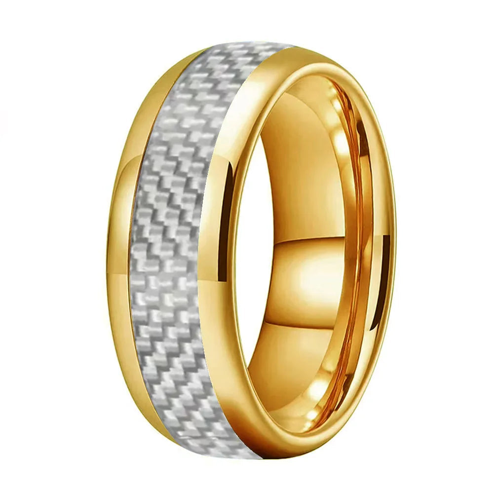 White Carbon Fiber Tungsten Ring