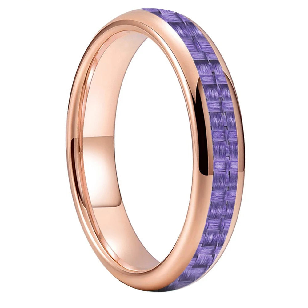 Purple Carbon Fiber Tungsten Ring 