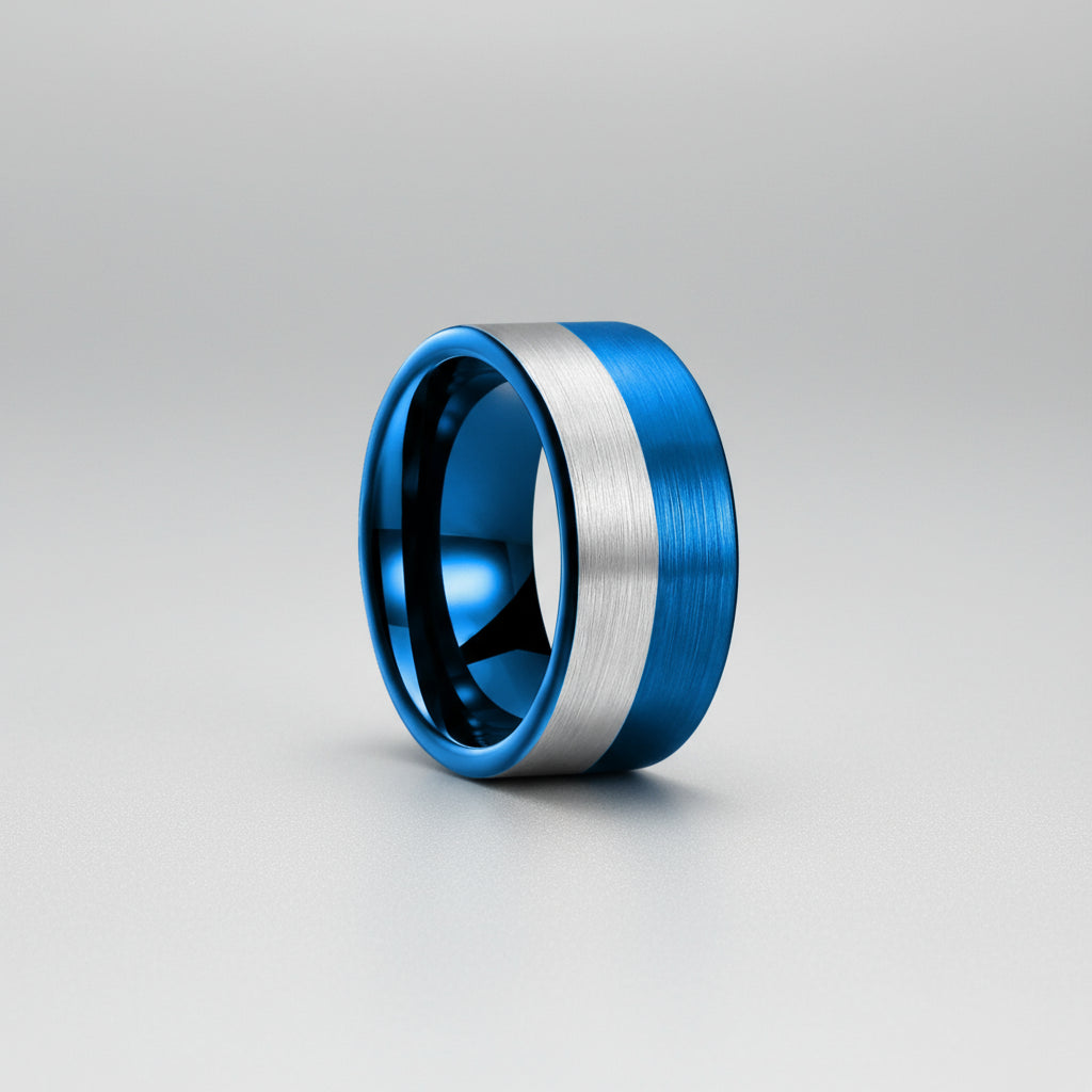 Blue 12MM Tungsten Men’s Ring