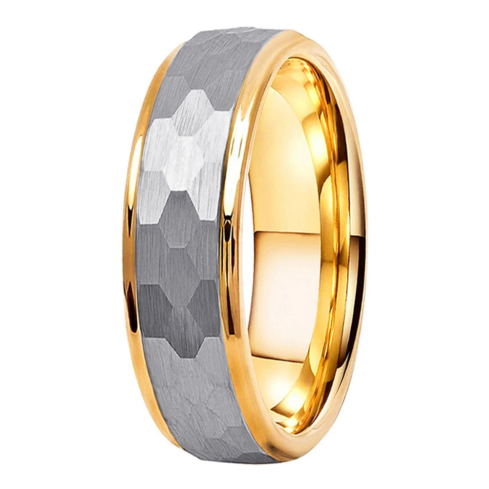6mm & 8mm Hammered Tungsten Carbide Ring