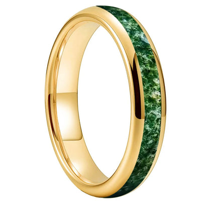 Tungsten Moss Agate Ring 