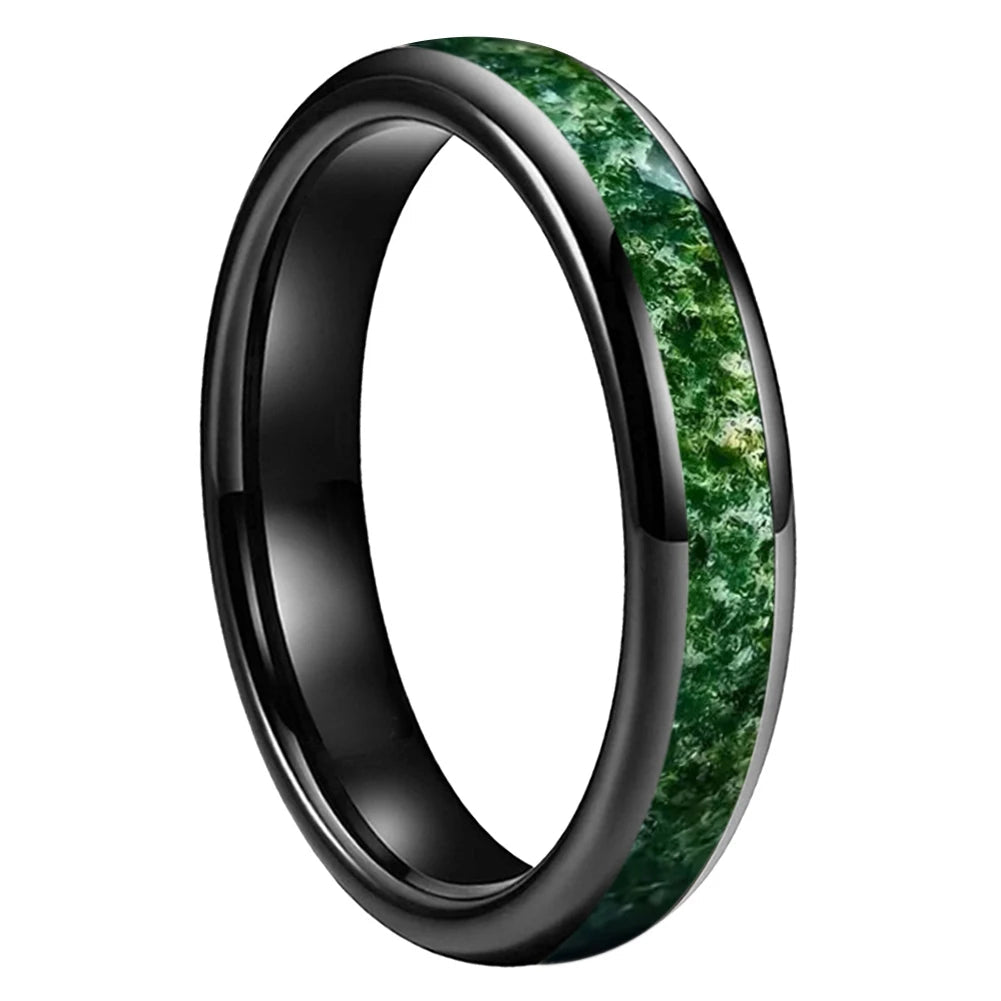Tungsten Moss Agate Ring 