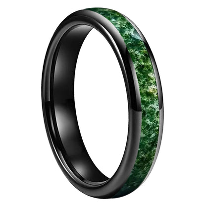 Tungsten Moss Agate Ring 