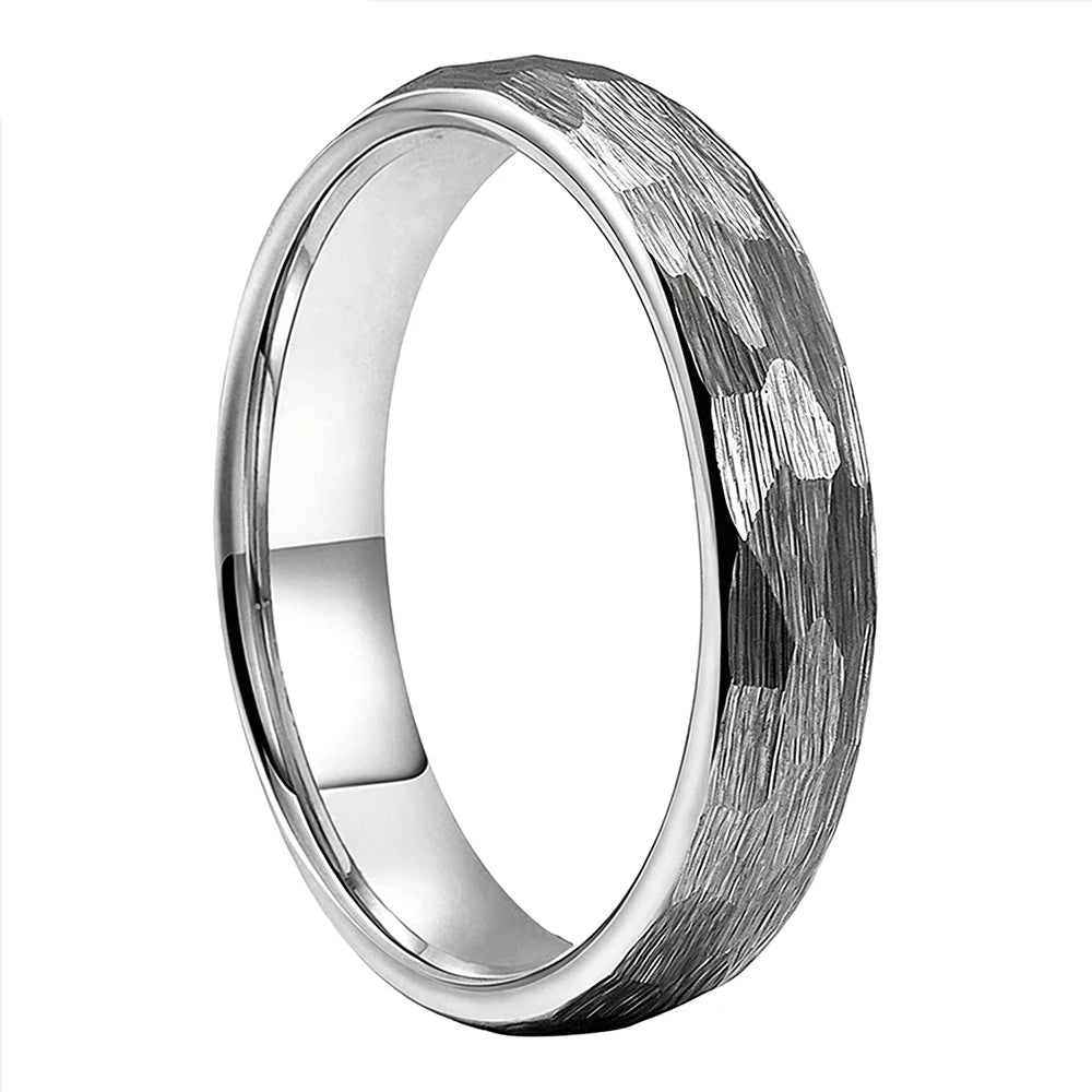 4mm Hammered Tungsten Ring for Women