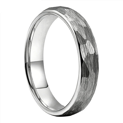 4mm Hammered Tungsten Ring for Women