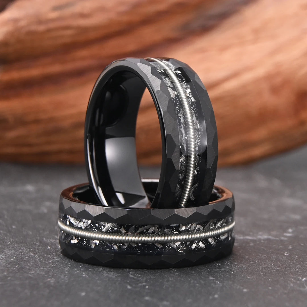 Hammered Tungsten Carbide Ring