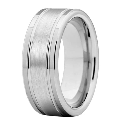 Shiny Double Groove Tungsten Wedding Ring