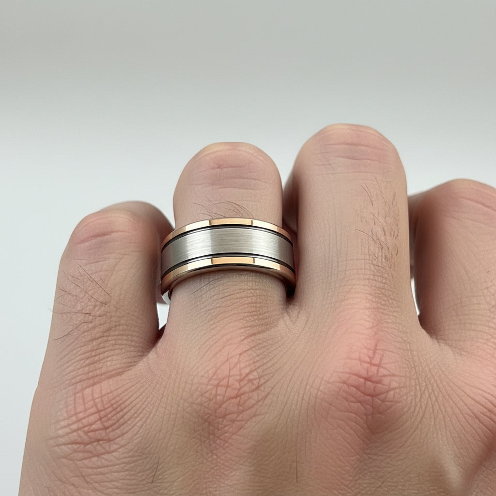 Shiny Double Groove Tungsten Wedding Ring