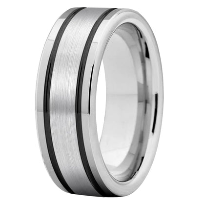 Shiny Double Groove Tungsten Wedding Ring