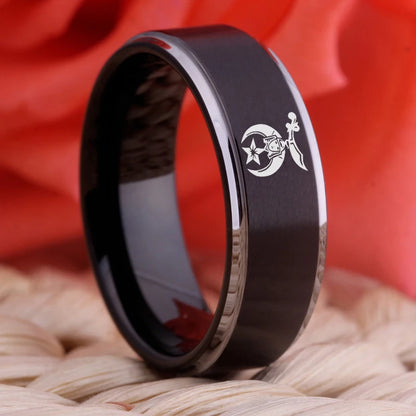 Shriner Masonic tungsten ring