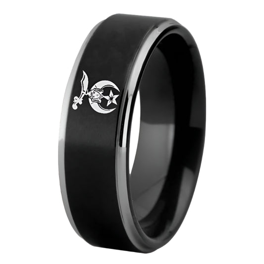 Shriner Masonic tungsten ring