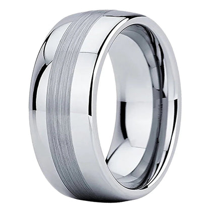Center Brushed Tungsten Wedding Band