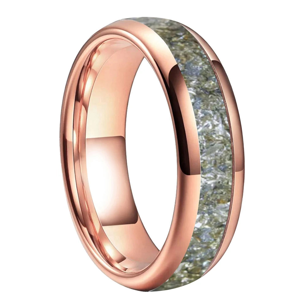 Silver Glassy Inlay Tungsten Wedding Ring