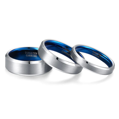 Silver and Blue Tungsten Ring