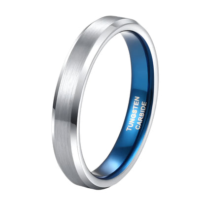 Silver and Blue Tungsten Ring