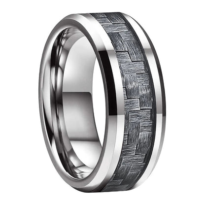 Silver Carbon Fiber Wedding Band