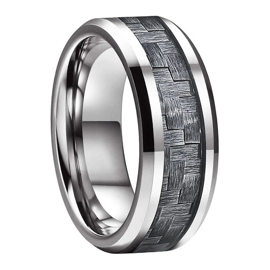 Silver Carbon Fiber Wedding Band
