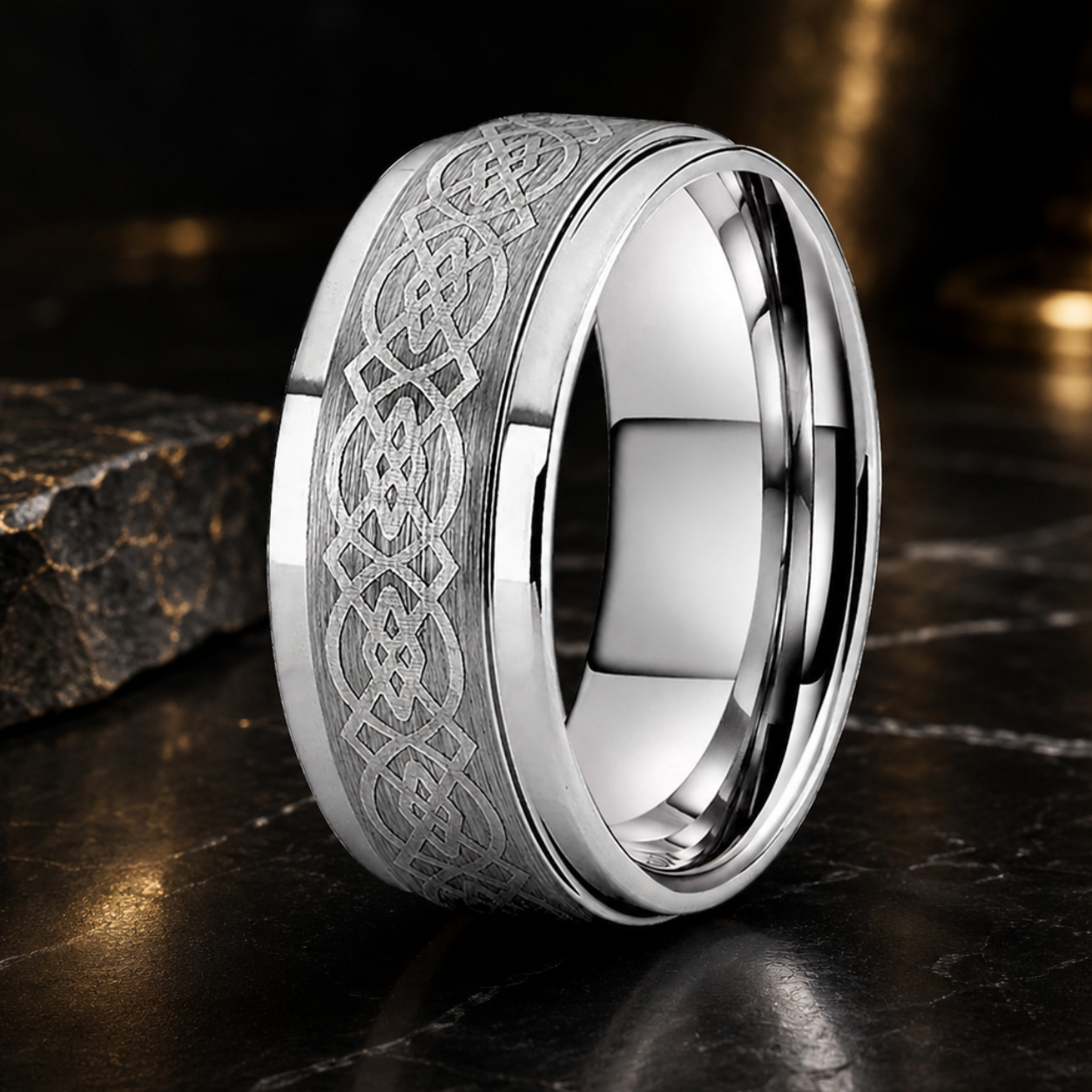 Silver Celtic Knot Tungsten Ring