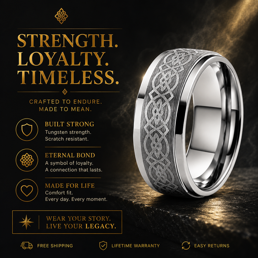 The Elder — Silver Celtic Knot Tungsten Ring