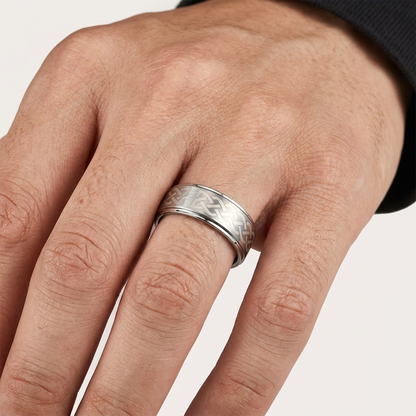 Brushed Silver Celtic Tungsten Ring