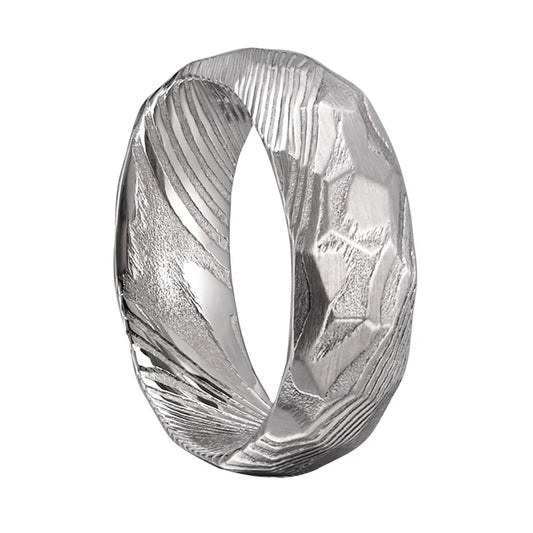 Silver Damascus Steel Ring