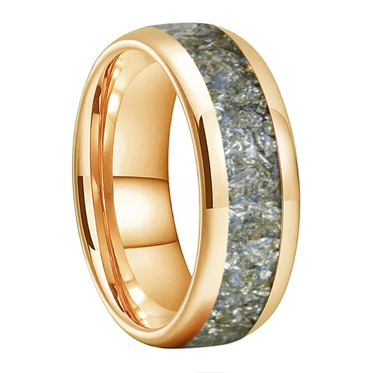 Silver Glassy Inlay Tungsten Wedding Ring