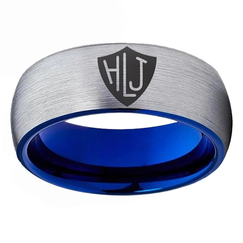 Silver Outside Blue Inside Tungsten Carbide Ring – 6MM/8MM two-tone wedding band 