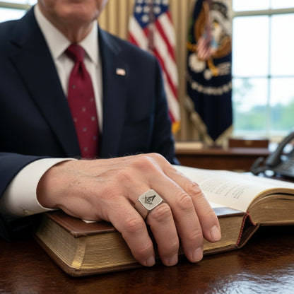Silver Tungsten Carbide Masonic Ring