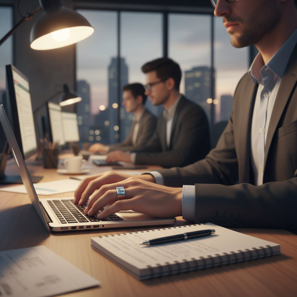 Silver Tungsten Carbide Masonic Ring