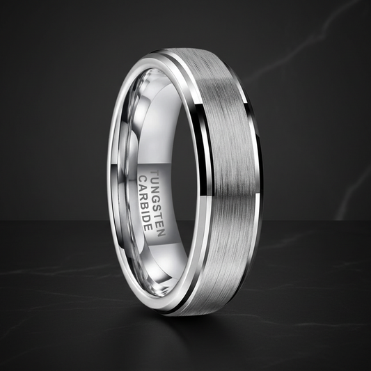 Silver Tungsten Carbide Wedding Band