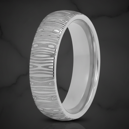 Silver Tungsten Damascus Ring